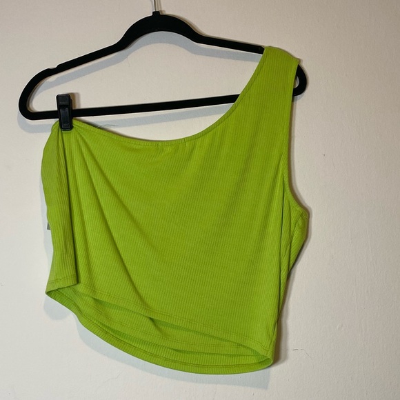 BP Lime Green Ribbed One Shoulder Tank - Picture 11 of 12